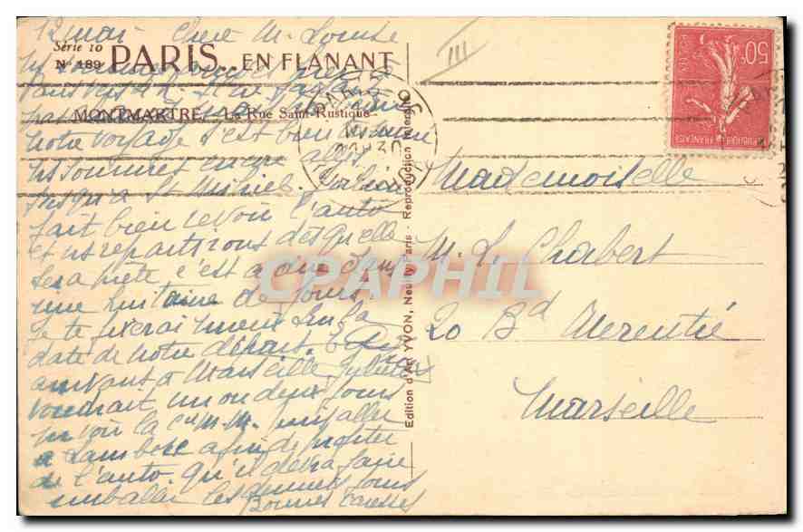 CPA Paris en Flanant Montmartre La Rue Saint Rustique  — Verso