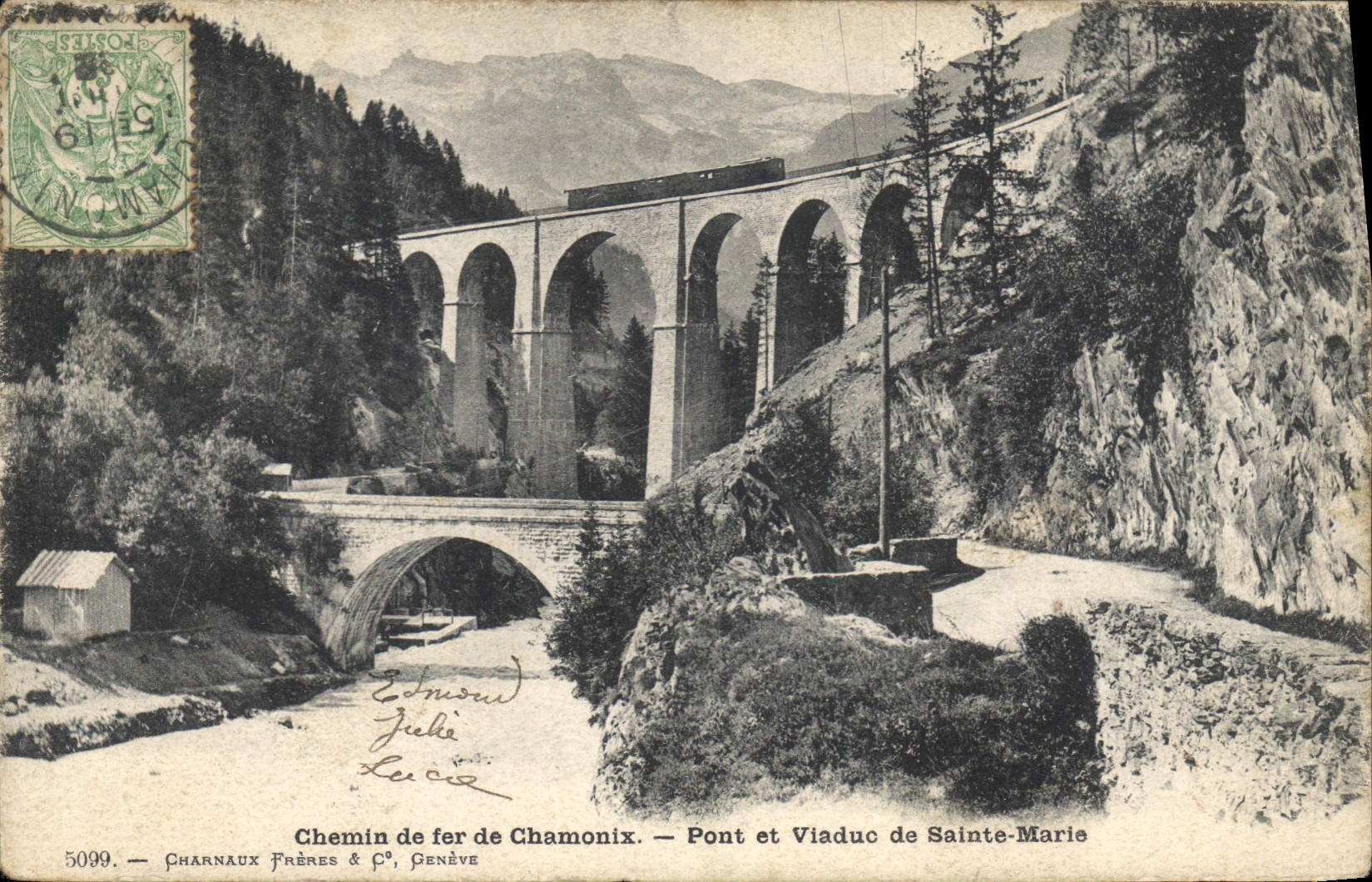 Chamonix Railway — Bridge and Viaduct of Sainte-Marie — Charnaux Frères & C°, Geneva, no. 5099