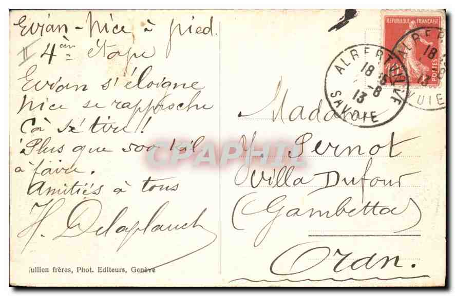 Glacier du Mont-Blanc — Chalet des Pyramides — J.J. 8606 — Verso
