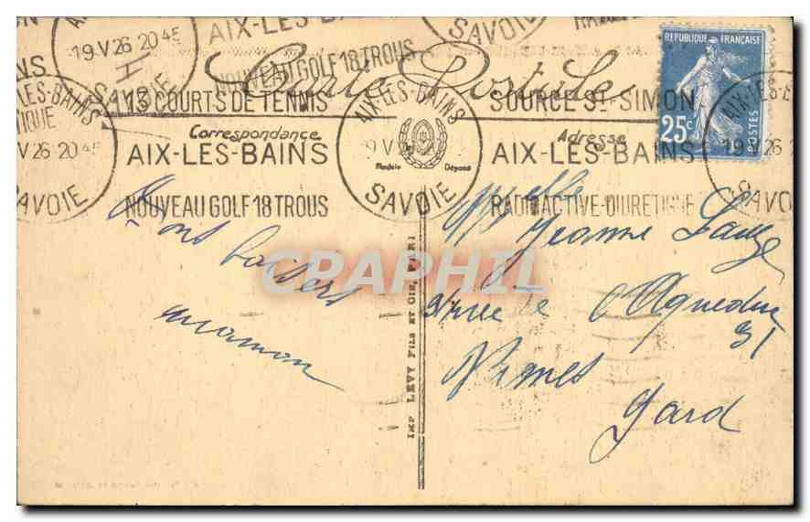 CPA Aix les Bains l'Arc de Campanus  — Verso