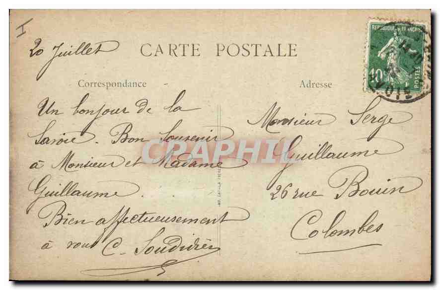 CPA Aix les Bains Le Lac du Bourget  — Verso