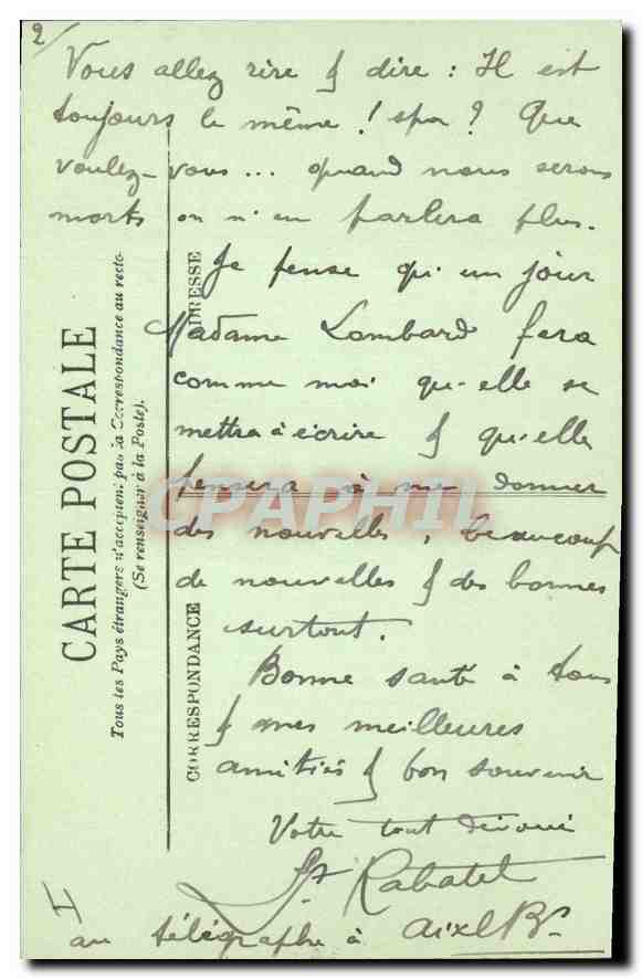 CPA Aix les Bains Petit Port Col et Dent du Chat  — Verso