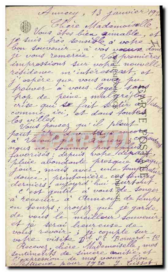 ANNECY — Le Canal du Vassé et l'Hôtel Verdun — A. Gardet — Annecy — Verso