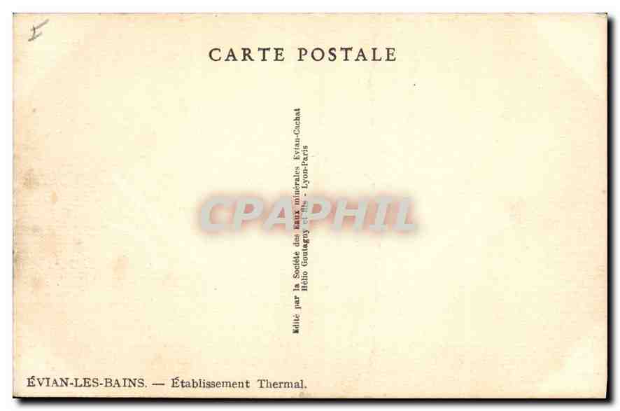 CPA Evian les Bains Etablissement Thermal  — Verso