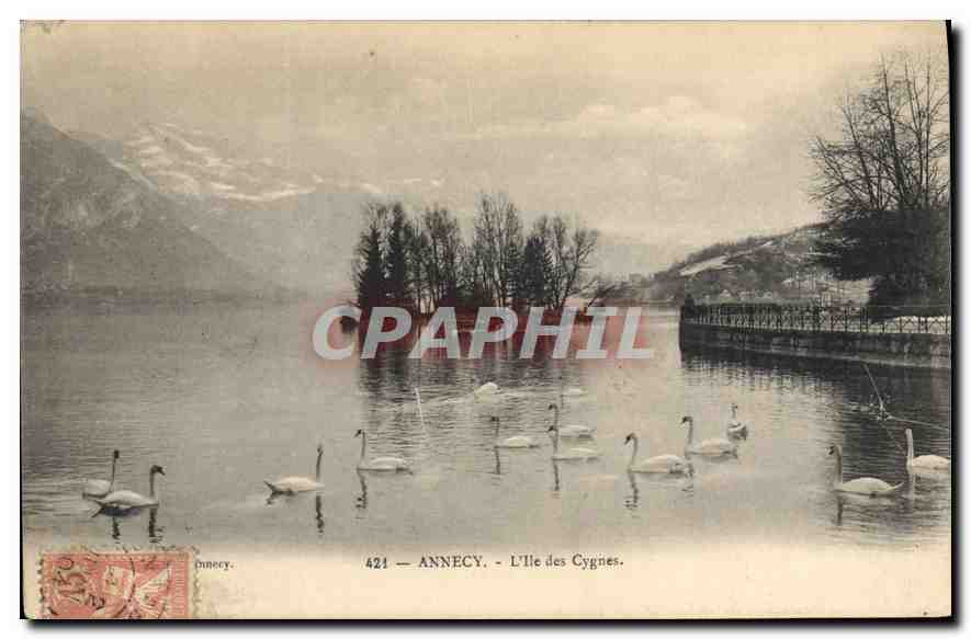 CPA Annecy L'Ile des Cygnes 