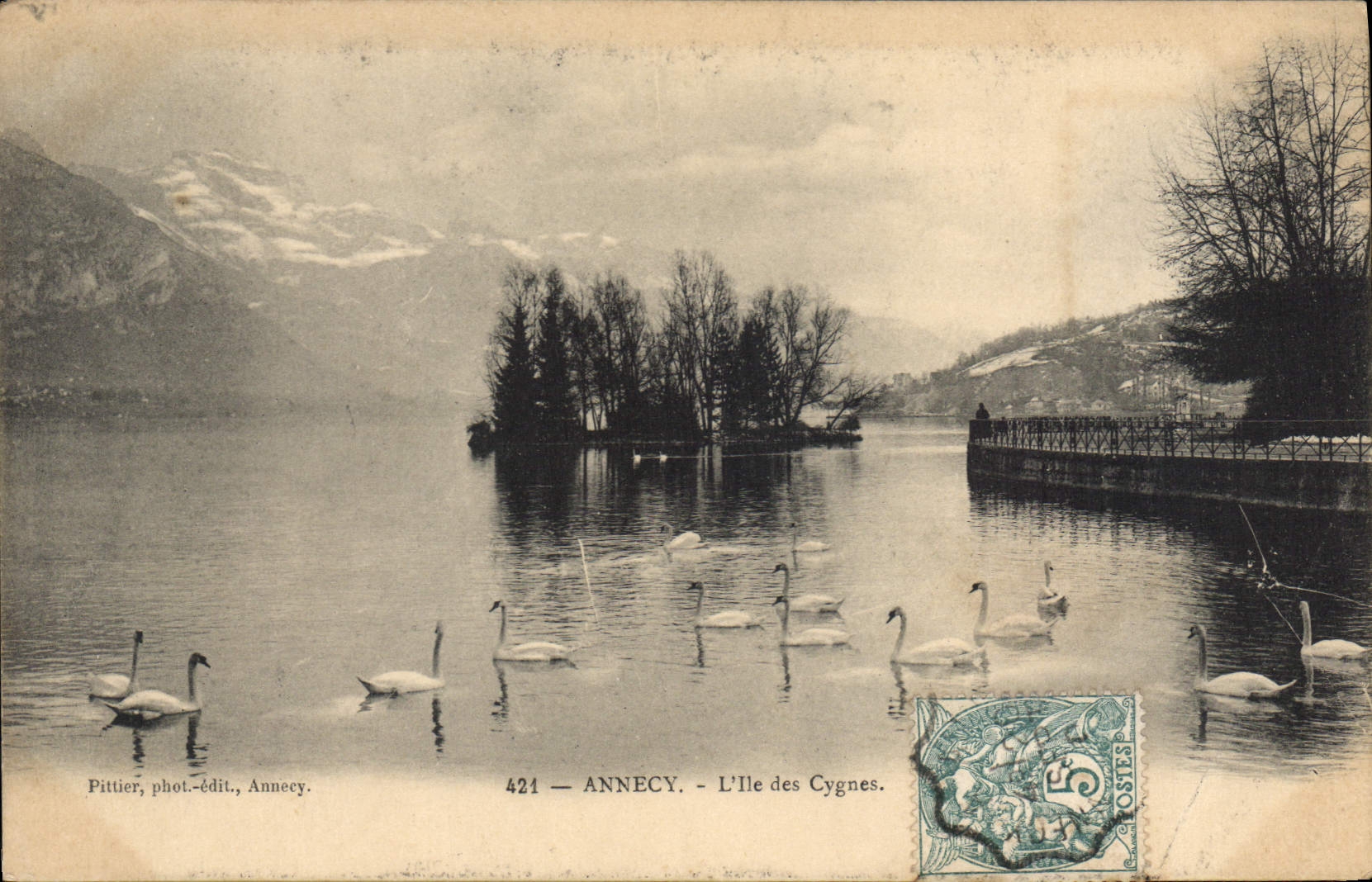 Annecy - L'Île des Cygnes — Pittier, phot.-édit., Annecy, n° 421