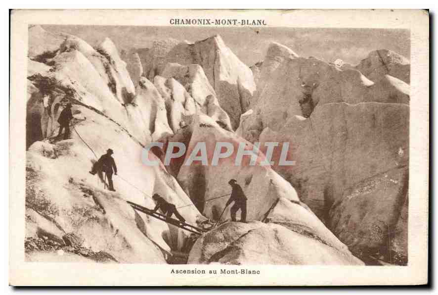 Antike Ansichtskarte Chamonix Mont Blanc Aufstieg zum Mont Blanc Bergsteigen