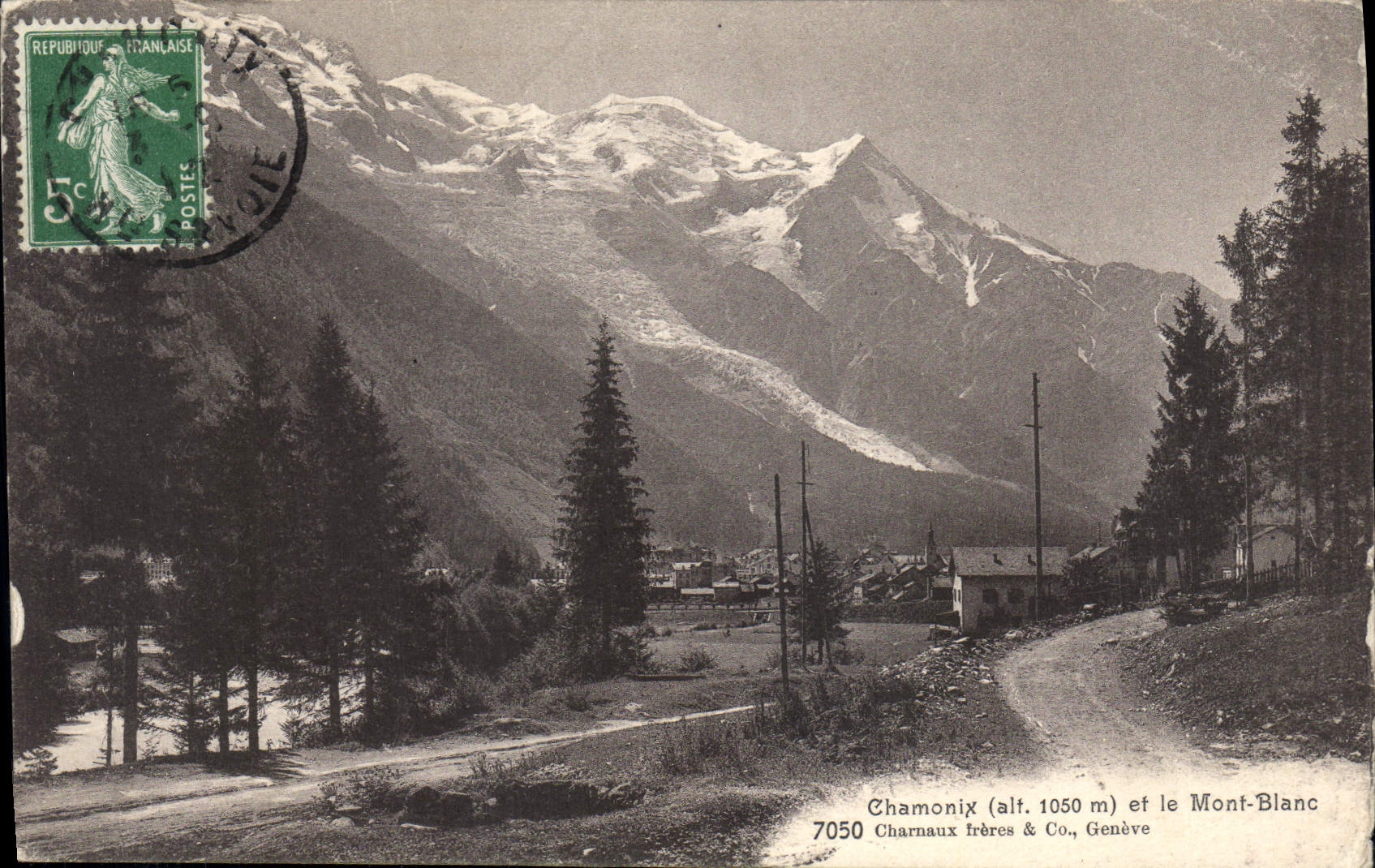 Chamonix (alt. 1050 m) et le Mont-Blanc — Charnaux frères & Co., Genève, n° 7050