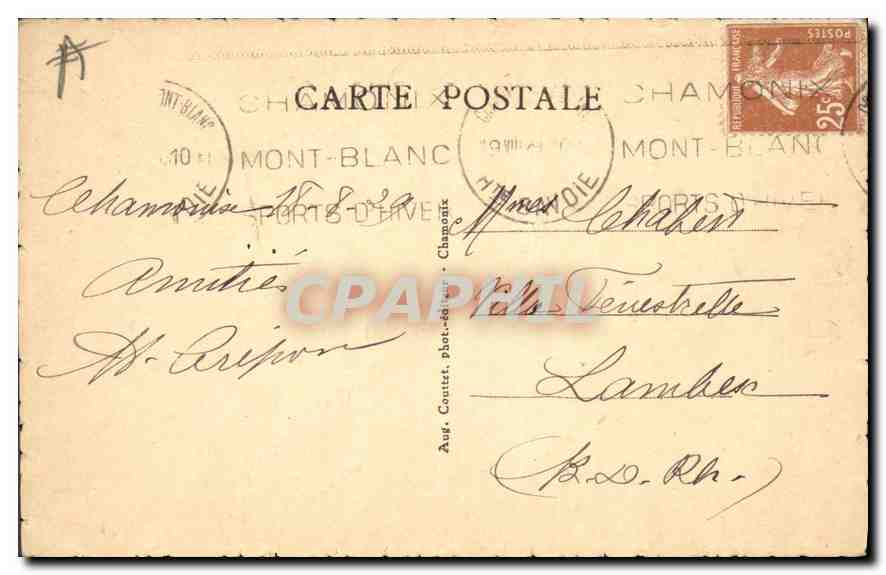 CPA Chamonix et le Brevent  — Verso