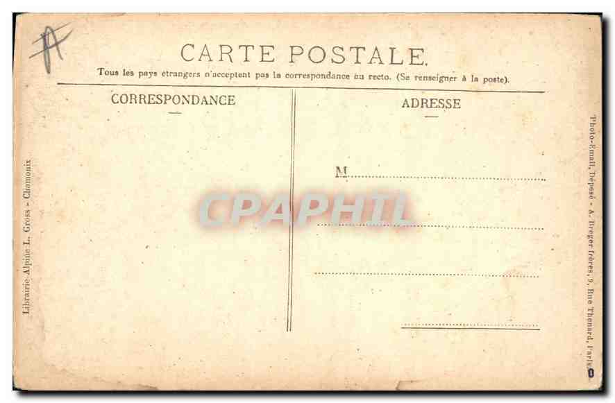 Chamonix — Höhle des Bessons-Gletschers — Librairie Alpha L. Gross — Rückseite