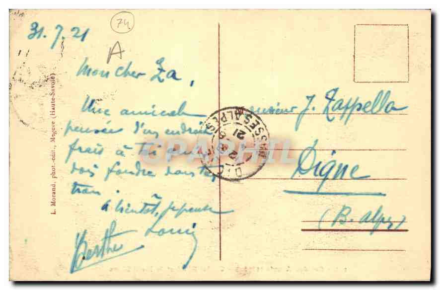 CPA Col des Aravis Chalet Hotel et le Mont Blanc  — Verso