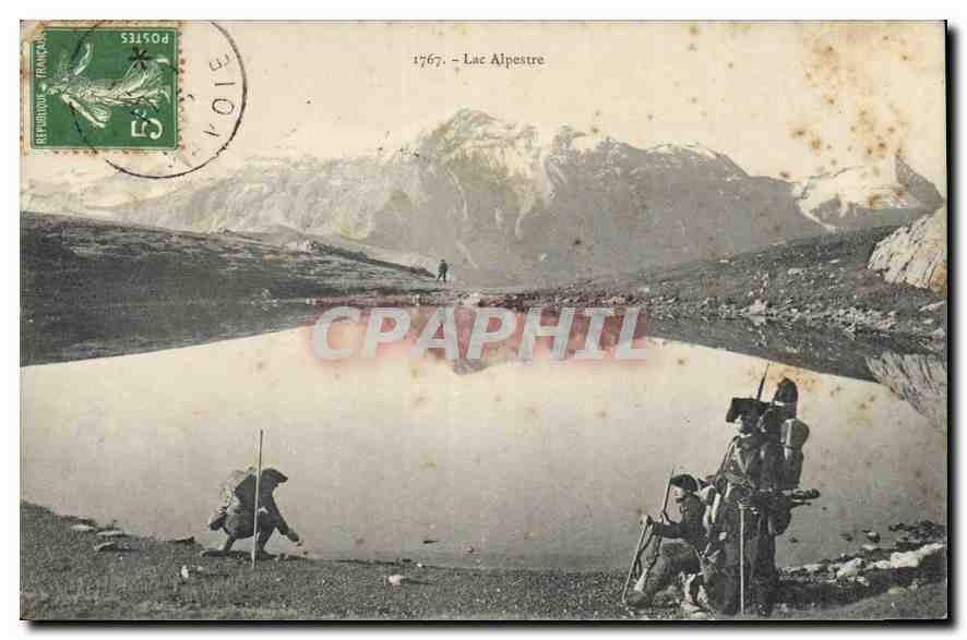 CPA Lac Alpestre Chasseurs alpins Militaria