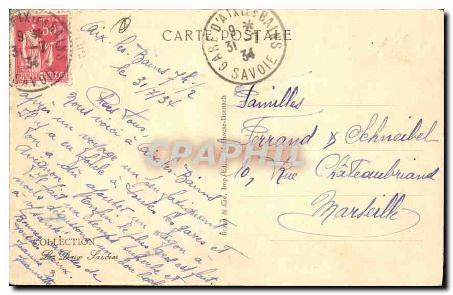 CPA Aix les Bains Embouchure du Tillot et la Dent du Chat  — Verso