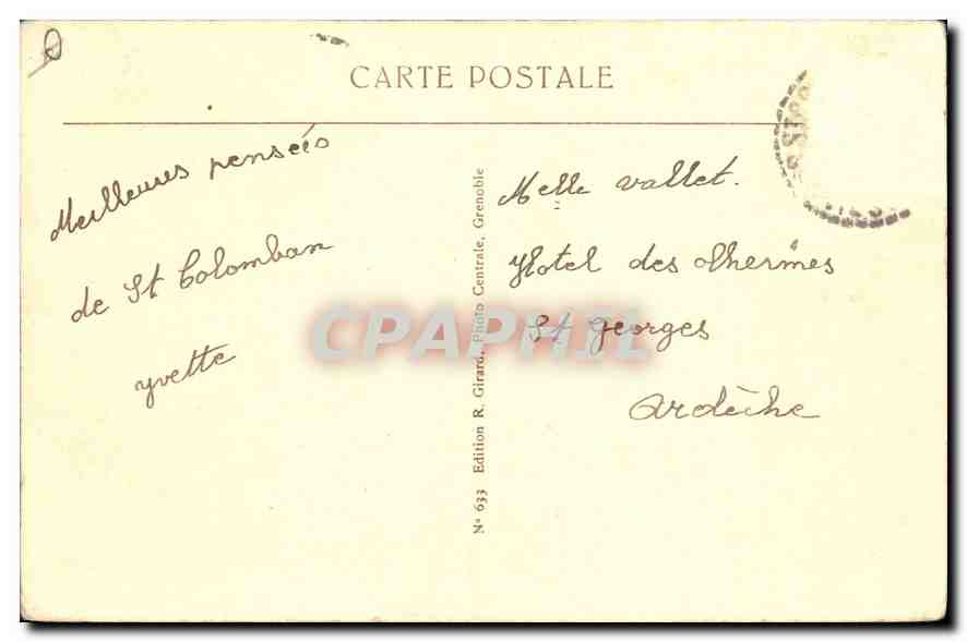 CPA Nos Alpes La Savoie St Colomban des Villards Comberousse Le Puy Gris le Pic du Grand Glacier le  — Rückseite