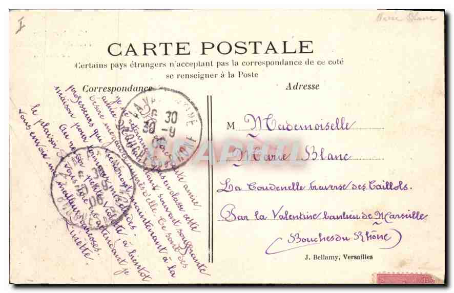Versailles - Parc du Petit Trianon - Le Moulin — éditeur J. Bellamy, n° 95 — Verso