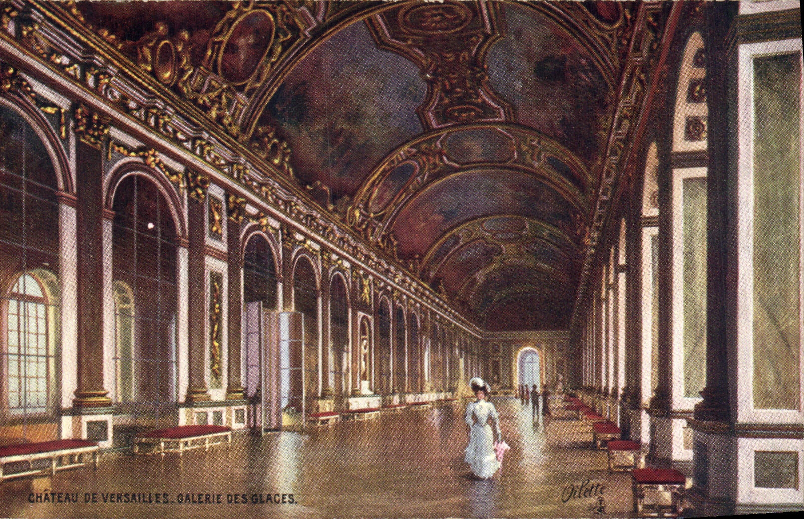 Château de Versailles — Galerie des Glaces — éditeur Oilette, série IV