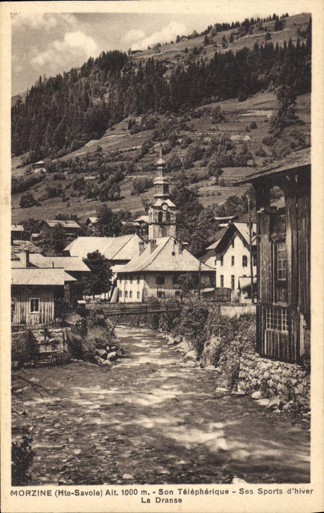 Morzine (Haute-Savoie) — H. 1000 m. — Sein Seilbahn — Seine Winter-Sportarten — Die Dranse