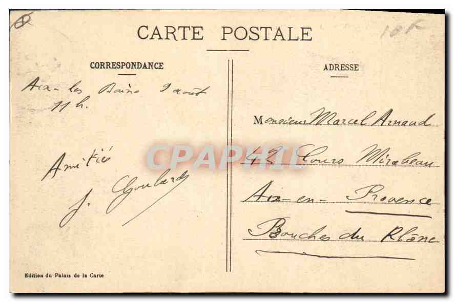 CPA Aix les Bains Le Lac du Bourget Soleil couchant Bateau — Rückseite