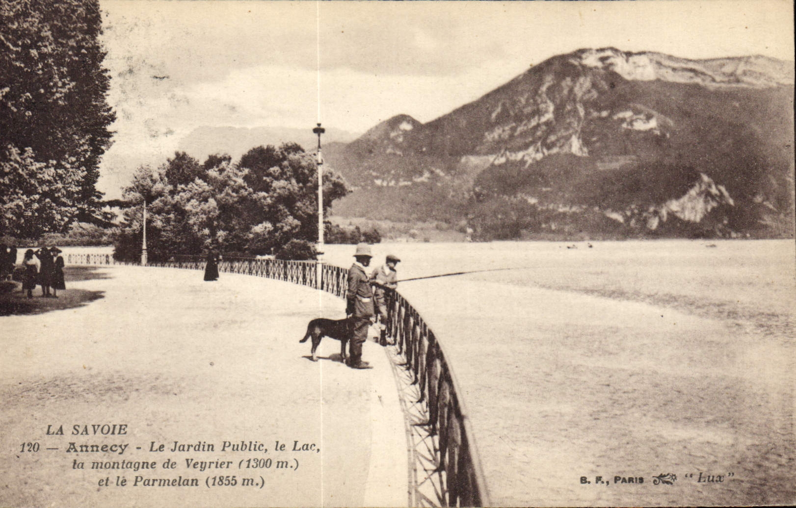 CPA La Savoie Annecy Le Jardin Public Le Lac la montagne de Veyrier et le Parmelan Peche