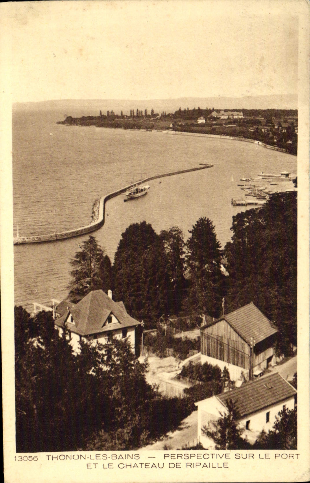 Thonon-les-Bains — Perspective sur le port et le château de Ripaille — Braun & Cie, Imp. Dornach