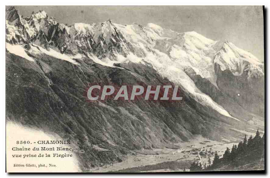 CPA Chamonix Chaine du Mont Blanc viue prise de la Flegere 