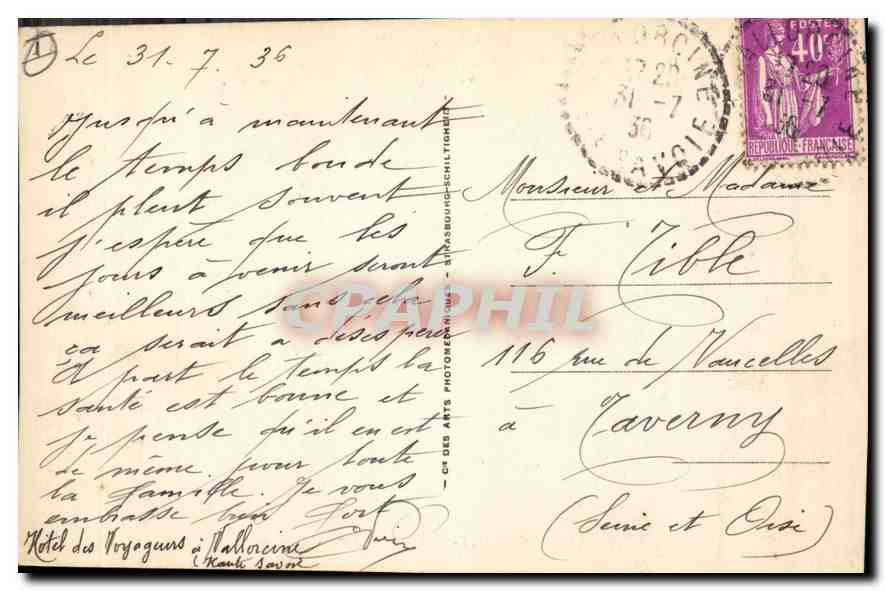 CPA Chamonix Mont Blanc Les Aiguilles  — Verso