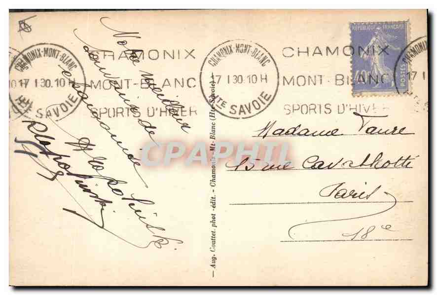 CPA Chamonix Mont Blanc Vue generale en hiver  — Verso
