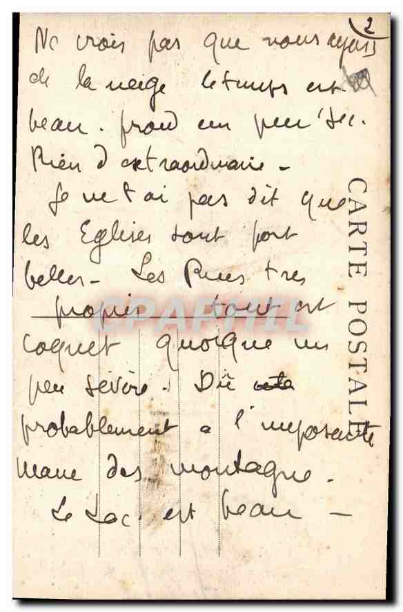 CPA Annecy sous la Neige Vue prise du Grand Hotel Verdun  — Rückseite