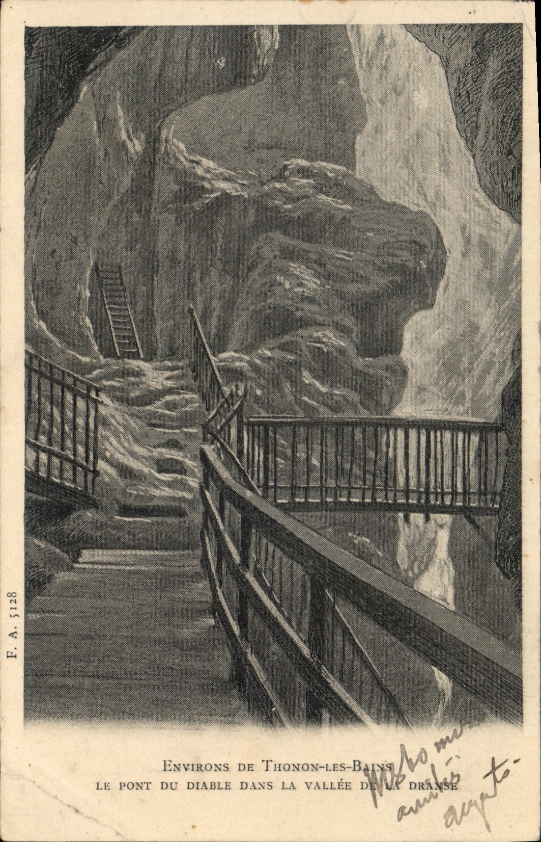 Le Pont du Diable — Environs de Thonon-les-Bains dans la vallée de la Dranse — Éditeur E.A. n° 5128