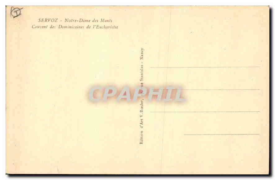 Servoz - Notre-Dame des Monts — Couvent des Dominicaines de l'Eucharistie — Édition d'Art V. Rezler, Nancy — Reverso