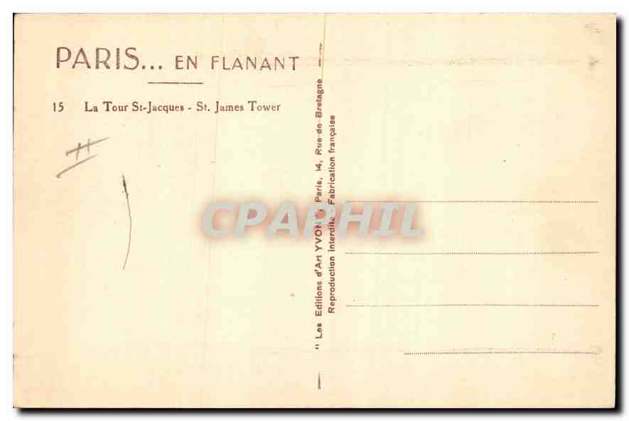 CPA Paris en Flanant La Tour St Jacques  — Rückseite