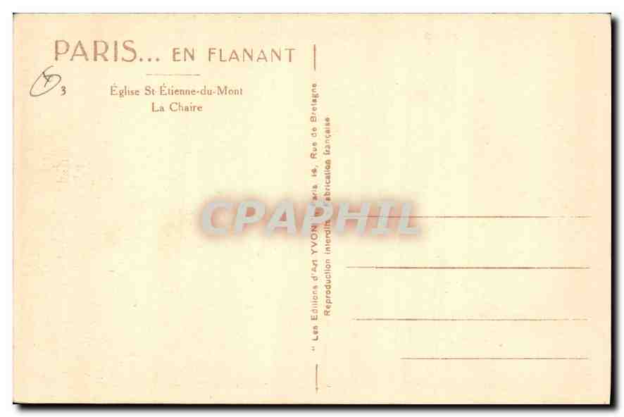 CPA Paris en Flanant Eglise St Etienne du Mont  — Rückseite