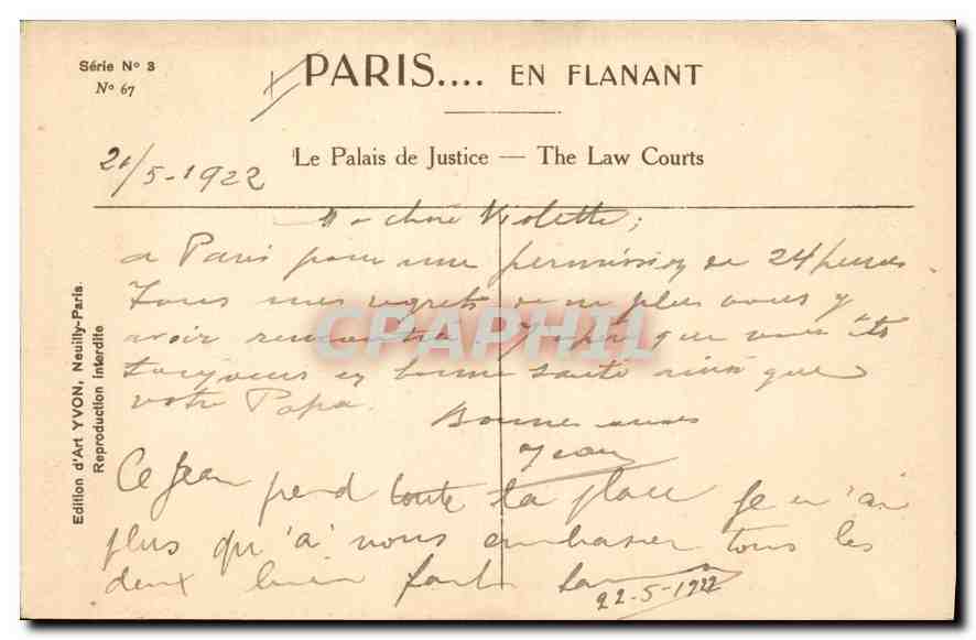 CPA Paris en Flanant Le Palais de Justice  — Rückseite