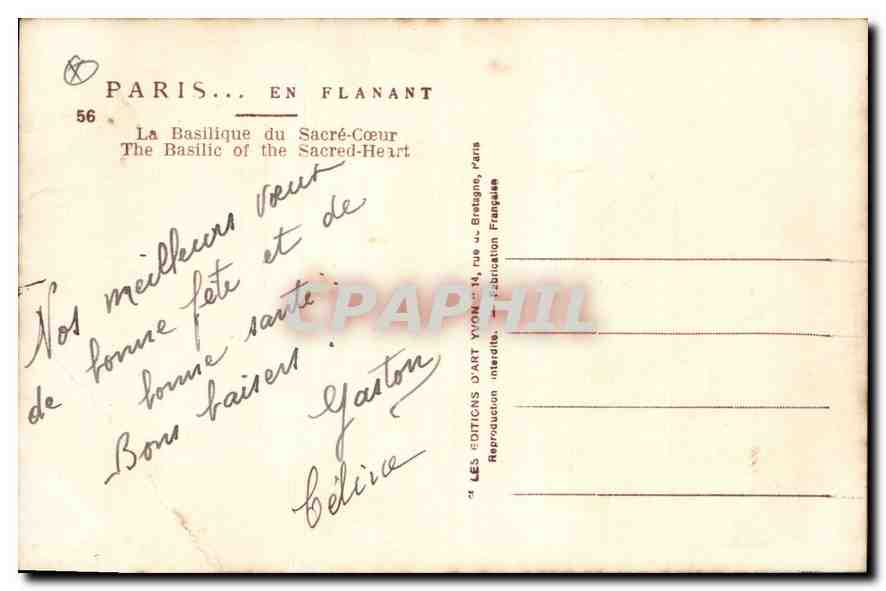 CPA Paris en Flanant La Basilique du Sacre Coeur  — Rückseite