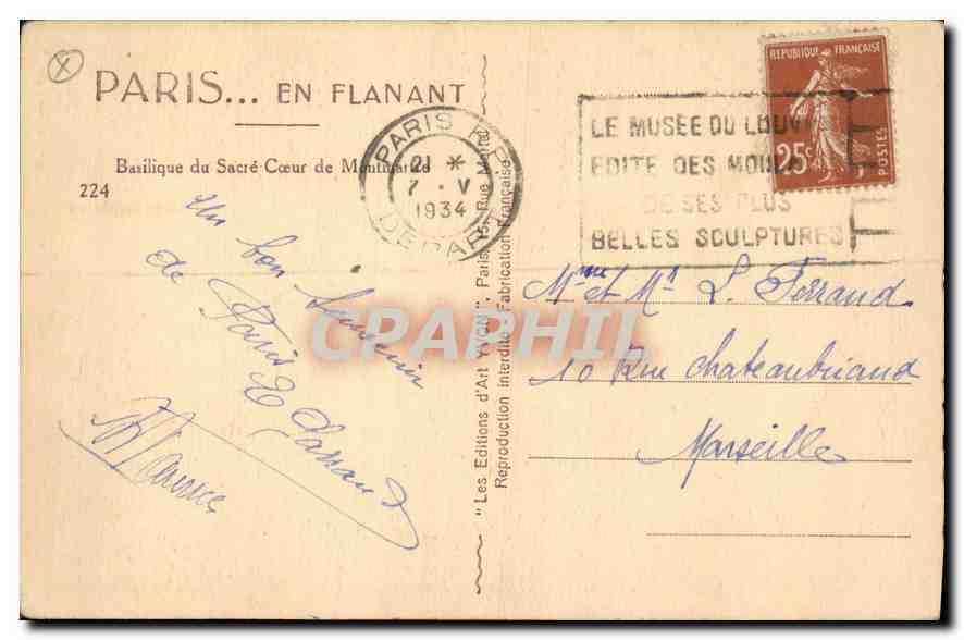 CPA Paris en Flanant Basilique du Sacre Coeur  — Rückseite