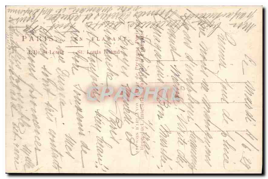 CPA Paris en Flanant L'lle St Louis  — Rückseite