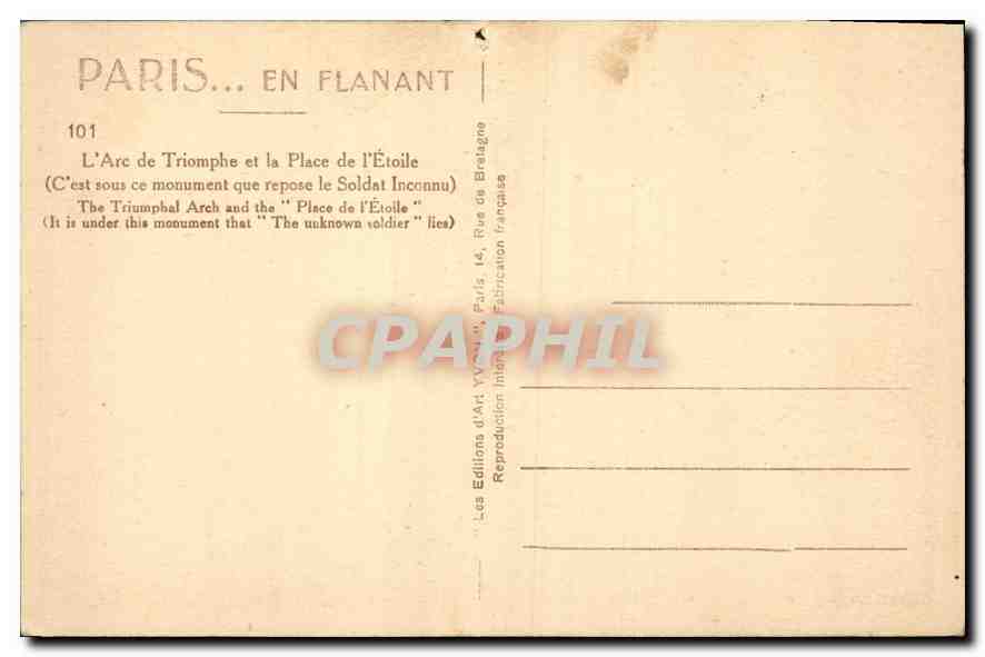 CPA Paris en Flanant L'Arc de Triomphe et la Place de l'Etoile  — Rückseite