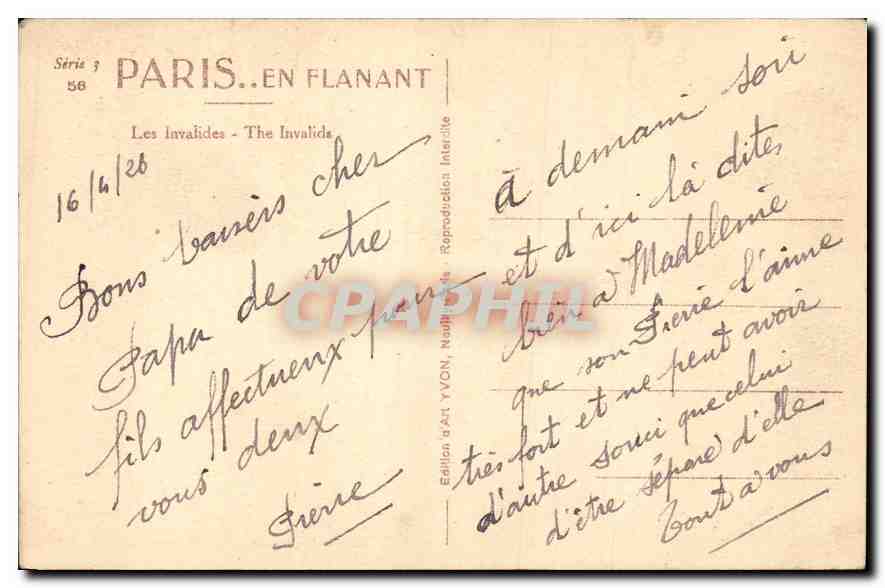 CPA Paris en Flanant Les Invalides  — Rückseite