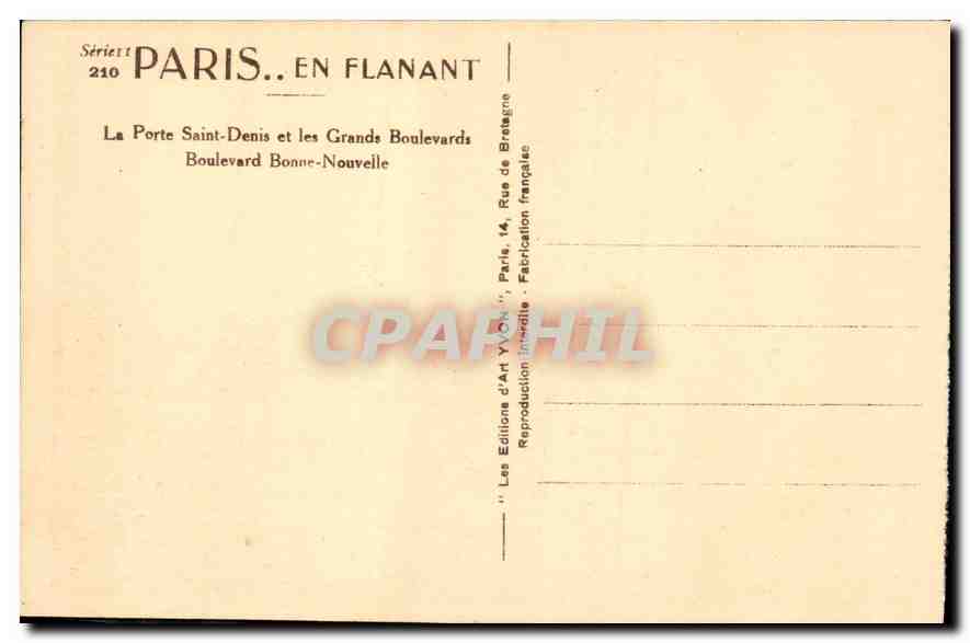 CPA Paris en Flanant La Porte Saint Denis et les Grands Boulevards  — Rückseite