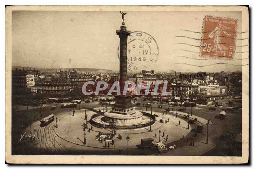 CPA Paris en Flanant Place de la Bastillle 