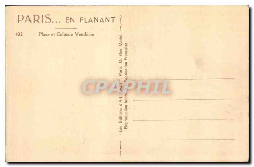 CPA Paris en Flanant Place et Colonne Vendome  — Rückseite