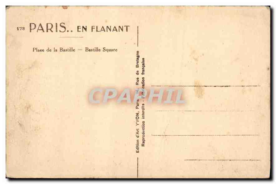 CPA Paris en Flanant Place de la Bastille  — Rückseite