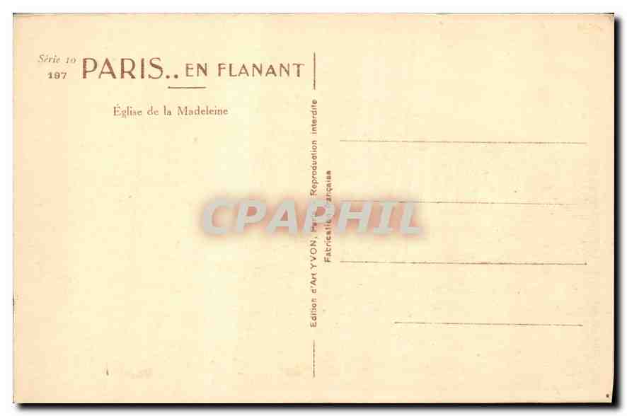 CPA Paris en Flanant Eglise de la Madeleine  — Verso