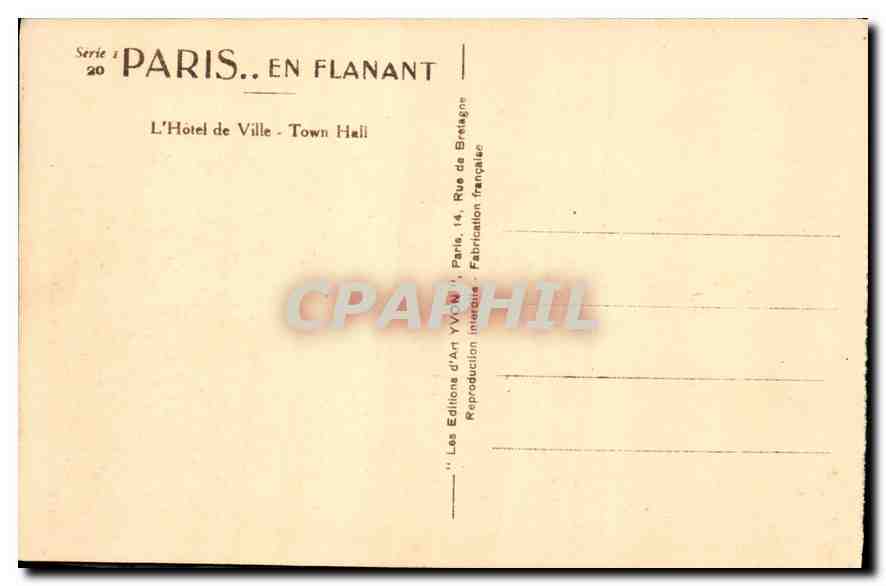 CPA Paris en Flanant L'Hotel de Ville  — Rückseite