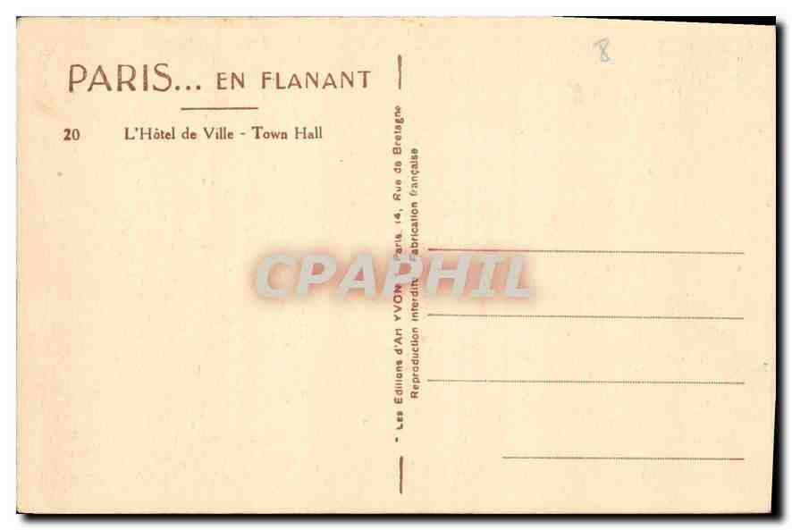 CPA Paris en Flanant L'Hotel de Ville  — Rückseite