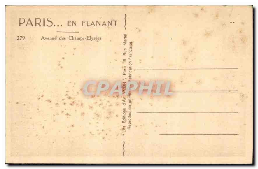 CPA Paris en Flanant Avenue des Champs Elysees  — Rückseite