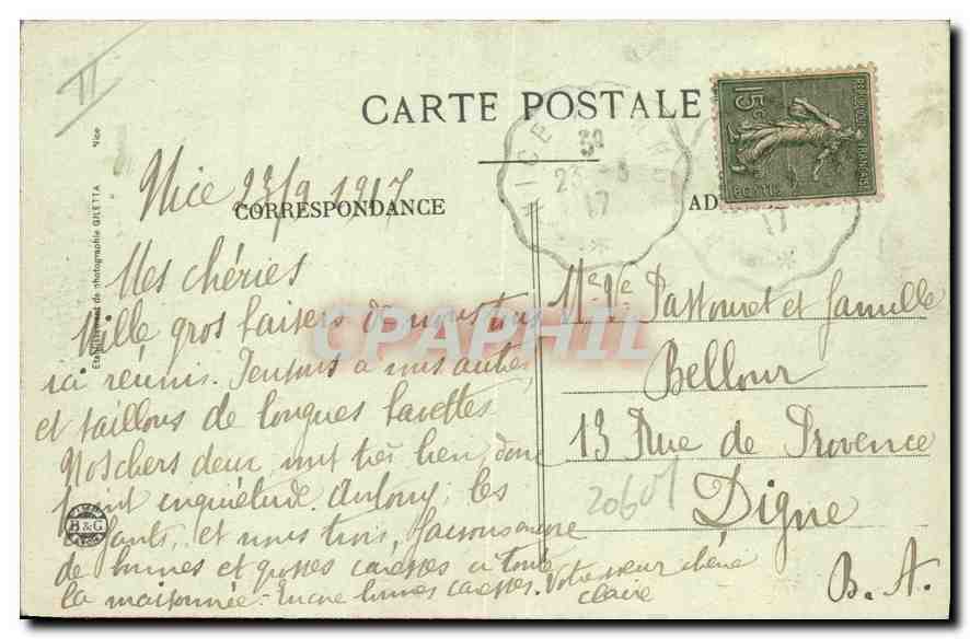 CPA Nice Gare du Chemin de Fer du Sud de la France  — Rückseite