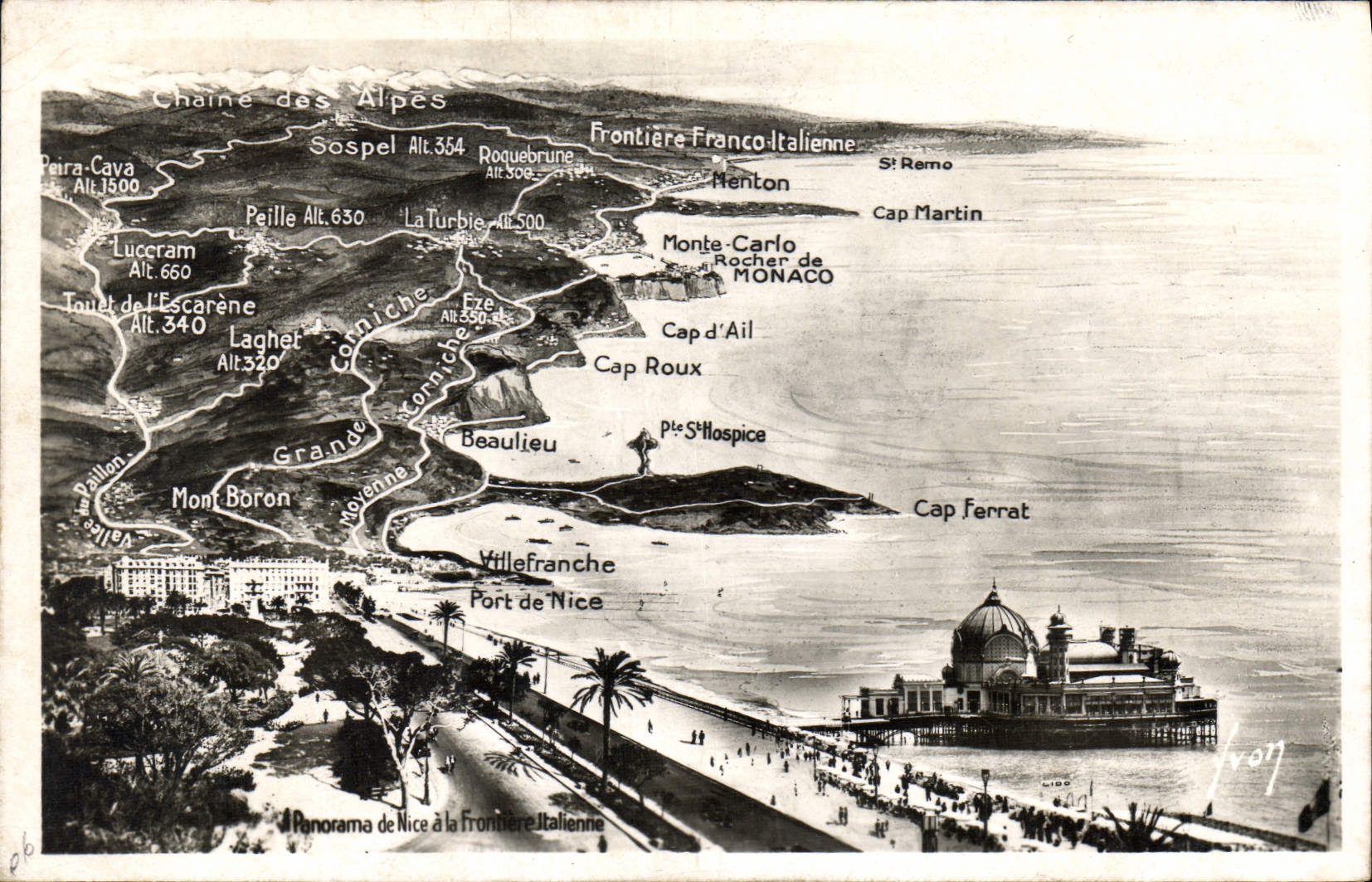 CPA Panorama de Nice de la Frontiere Italienne Cote d'Azur 