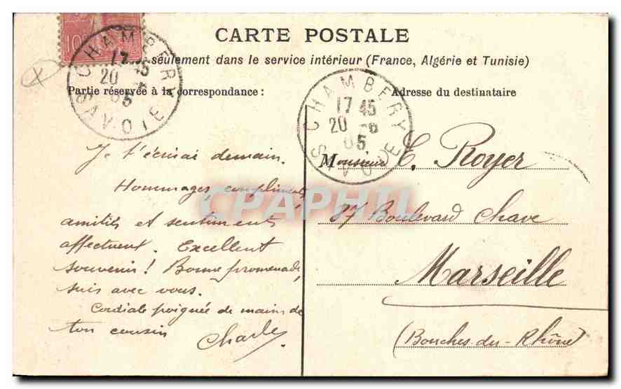 CPA Les Charmettes pres Chambery  — Rückseite