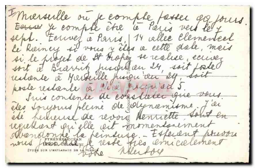 CPA Pyrenees Ocean Biarritz — Rückseite